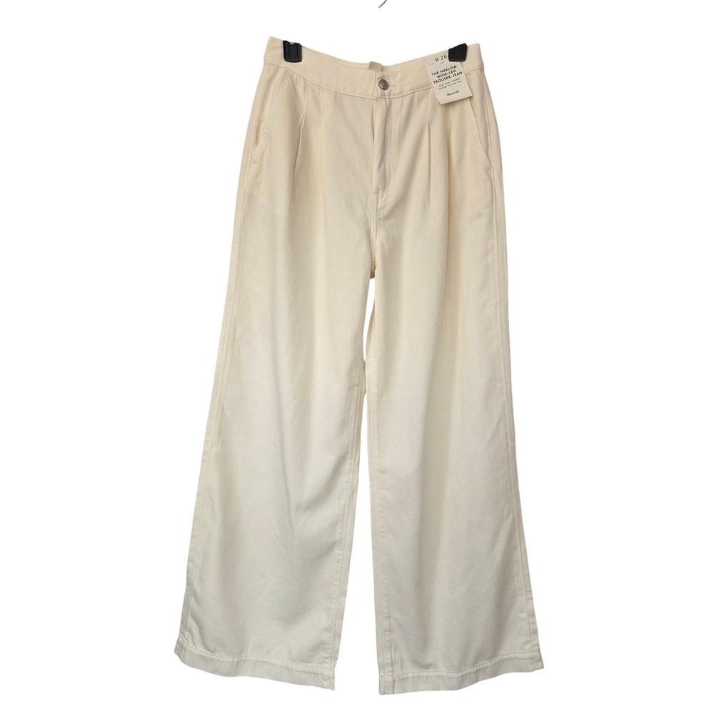 Madewell Harlow Wide-Leg Trouser Jean Airy‎ Denim Womens 26 Ivory NWT $138 NU274